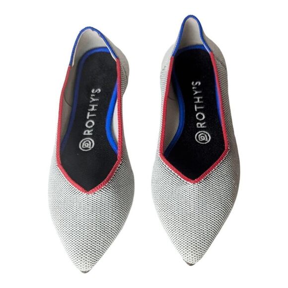 ROTHY'S The Point "Grey Point Red Piping' Flats - Picture 5 of 10